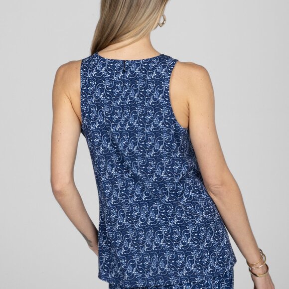 Flowy Loose Portofino Top: Blue Vines - Picture 3 of 4